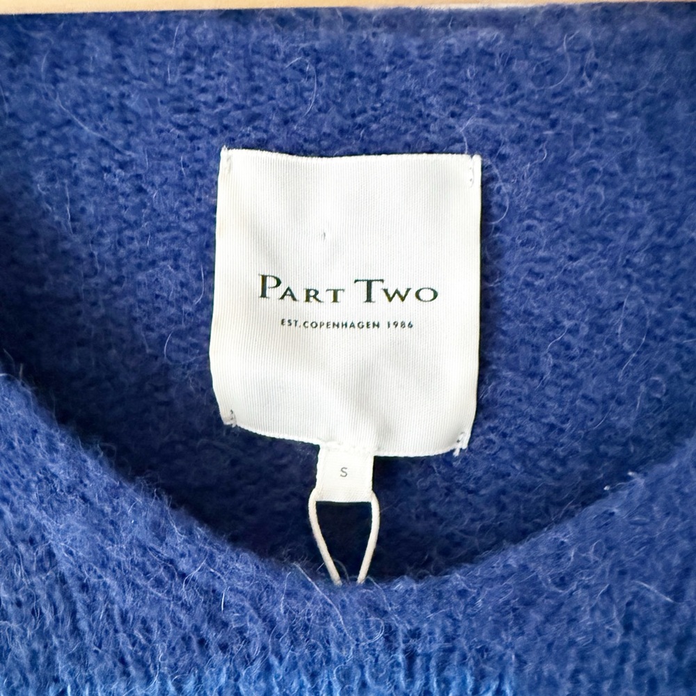 Part Two Raluca Copenhagen Blue Ivory Colorblock Alpaca Wool Blend Sweater Small - Picture 7 of 15